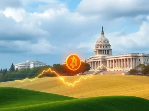 Charts showing Bitcoin ETFs integrating into traditional finance, symbolizing the market stability and institutional adoption driven by spot Bitcoin ETFs.