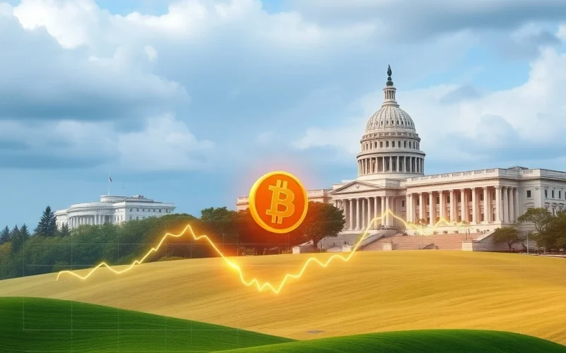 Charts showing Bitcoin ETFs integrating into traditional finance, symbolizing the market stability and institutional adoption driven by spot Bitcoin ETFs.