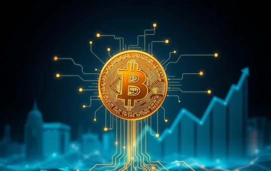 Visualizing Bitcoin's enhanced market resilience driven by Bitcoin ETFs and growing institutional adoption.