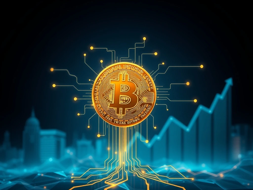 Visualizing Bitcoin's enhanced market resilience driven by Bitcoin ETFs and growing institutional adoption.