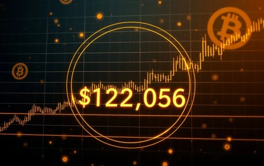Bitcoin price chart approaching the critical Fibonacci level at $122,056