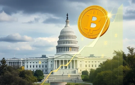 A visual representation of how a surging Bitcoin price contributes to US fiscal stability by boosting stablecoin growth and Treasury financing.