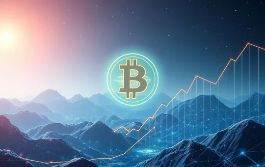 An AI-powered Bitcoin forecast showing upward trends and market resilience, representing future growth and crypto innovation.