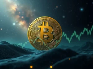 A graph showing a sharp Bitcoin price drop, symbolizing the market's reaction to a large Galaxy Digital BTC sale.