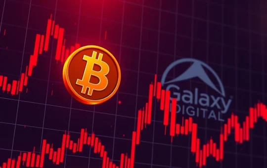 Chart showing a significant Bitcoin price drop following Galaxy Digital's large BTC transfer, indicating market volatility.