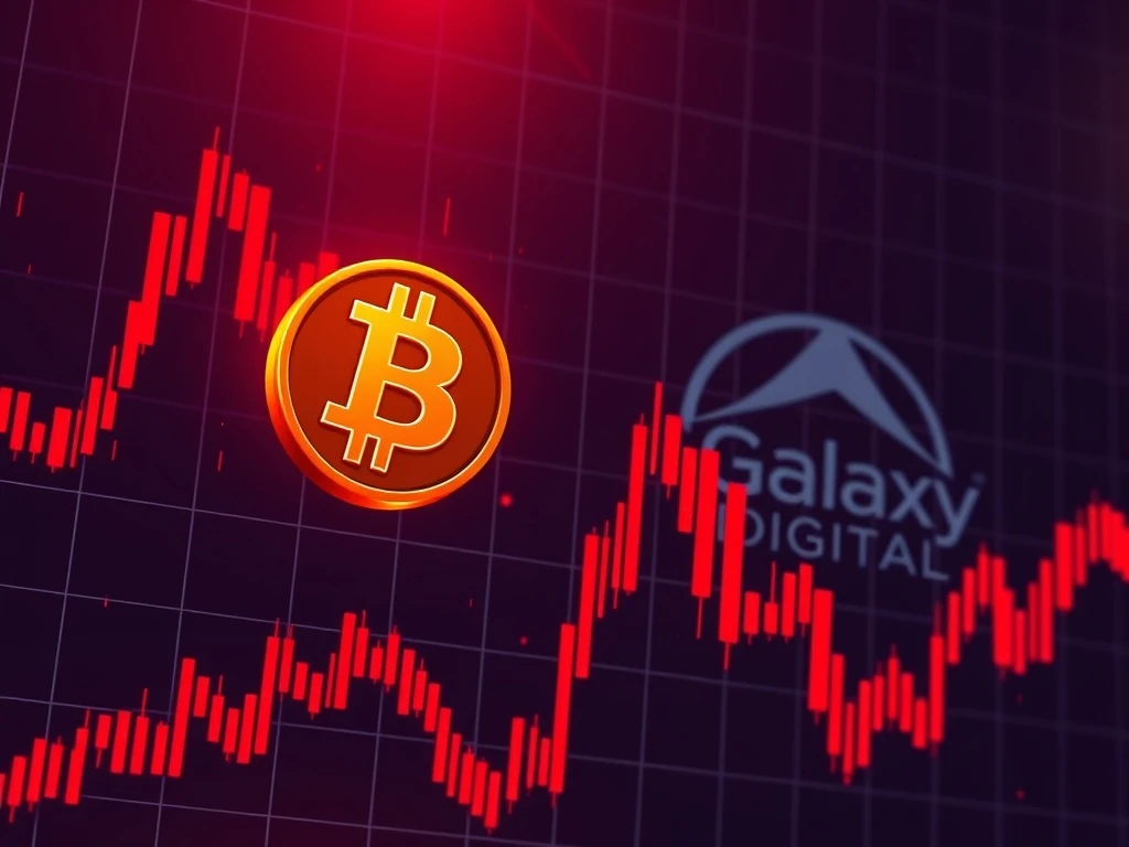 Chart showing a significant Bitcoin price drop following Galaxy Digital's large BTC transfer, indicating market volatility.