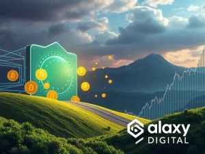 Illustration of a massive Bitcoin sale, showing market stability facilitated by Galaxy Digital, highlighting Bitcoin's resilience.