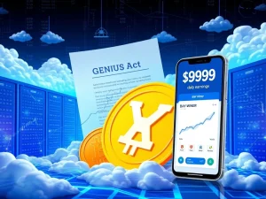 Bitcoin News Today: Visualizing the revolutionary impact of the GENIUS Act on crypto markets and cloud mining platforms like BAY Miner, enabling passive earnings.