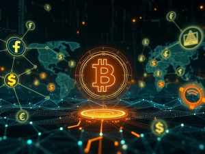 AI models projecting Bitcoin's central role in the future of global finance, symbolizing its long-term significance.