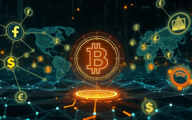 AI models projecting Bitcoin's central role in the future of global finance, symbolizing its long-term significance.