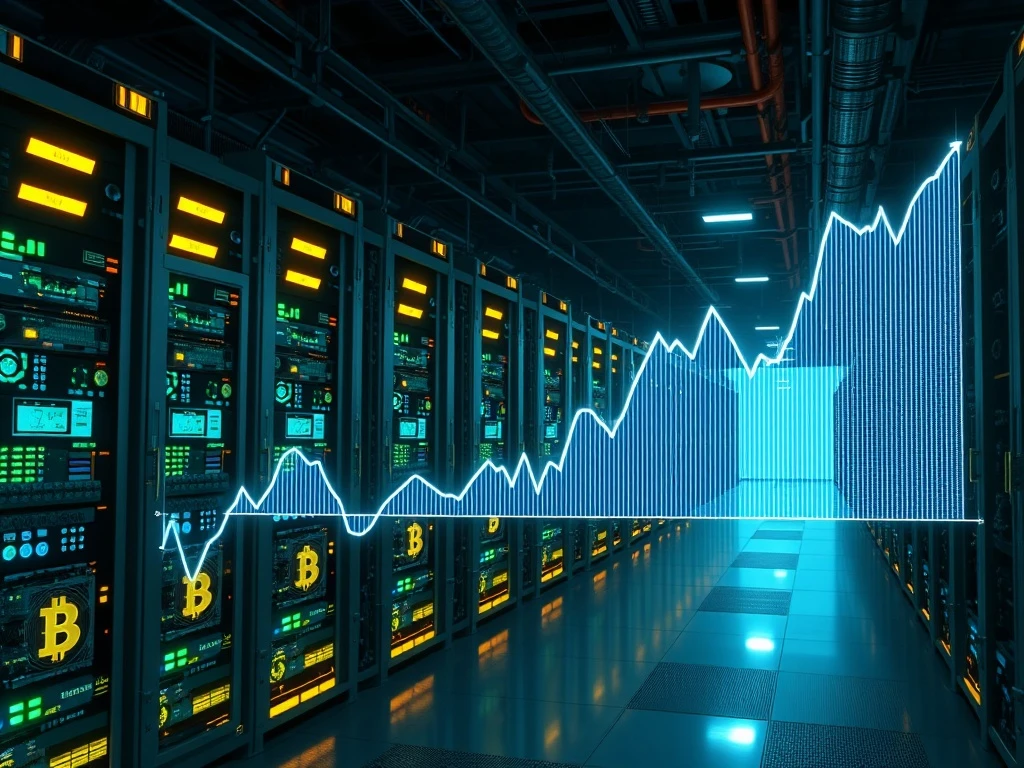 A visual representation of Bitcoin's hash rate rebounding strongly while its price shows a more subdued reaction, highlighting the end of a Hash Ribbons signal.