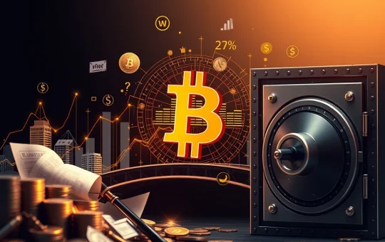 A conceptual image showing Bitcoin income vehicles bridging the gap between digital assets and traditional finance, offering new avenues for yield.