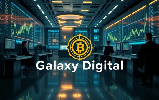 A secure, institutional platform facilitating a large Bitcoin institutional adoption transaction, symbolizing stability and market maturity.