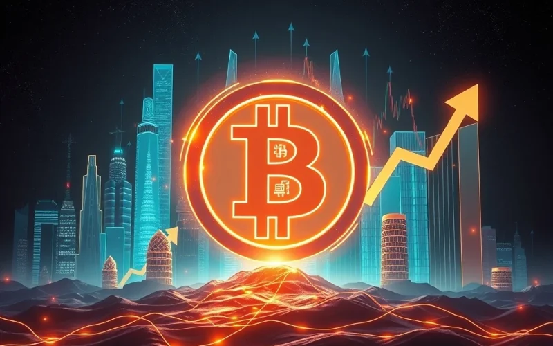 Charts and graphs showing Bitcoin's price surge, symbolizing the profound impact of institutional adoption redefining its market cycle.