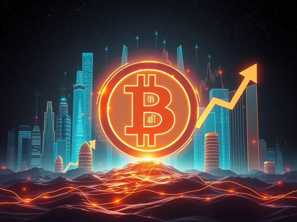 Charts and graphs showing Bitcoin's price surge, symbolizing the profound impact of institutional adoption redefining its market cycle.