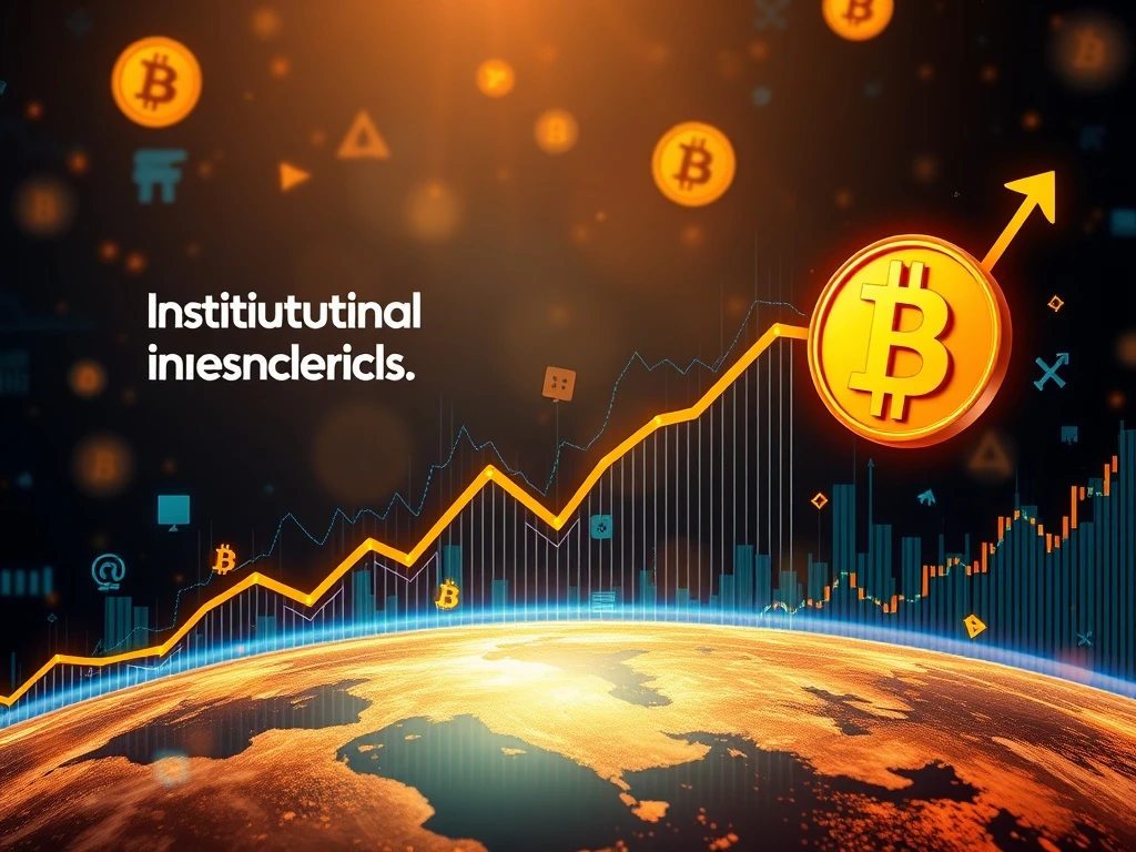 A chart illustrating how surging institutional Bitcoin demand, represented by a rising blue line, far outpaces mining supply, indicating a bullish BTC price trend.