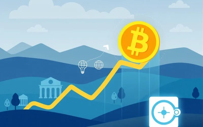 A chart showing the explosive growth of Bitcoin institutional holdings, monitored by a digital Bitcoin tracker.