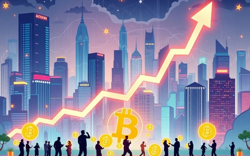 Visualizing Bitcoin's journey to $150K, fueled by institutional adoption and significant Bitcoin ETF inflows.