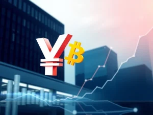 Illustrative image showing the convergence of Bitcoin and Japanese Yen symbols, representing Quantum Solutions' strategic corporate Bitcoin holdings amidst Yen depreciation.
