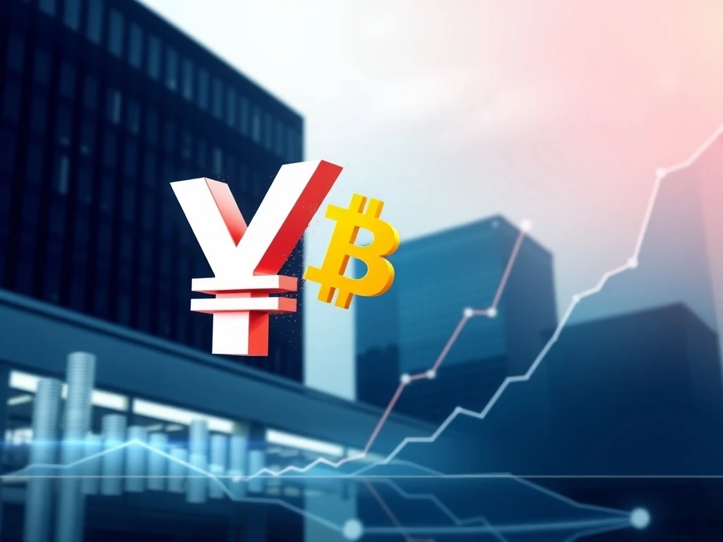 Illustrative image showing the convergence of Bitcoin and Japanese Yen symbols, representing Quantum Solutions' strategic corporate Bitcoin holdings amidst Yen depreciation.
