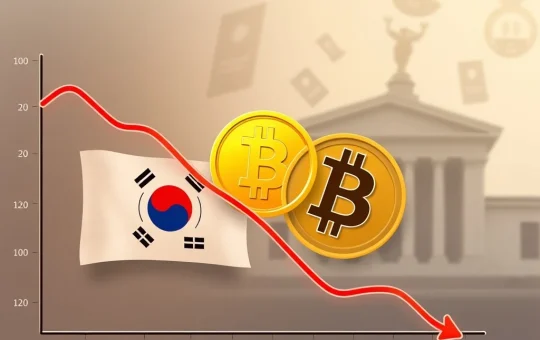 Graph showing Bitcoin Kimchi Premium turning negative amidst South Korea's tightened crypto regulations, signaling market convergence.