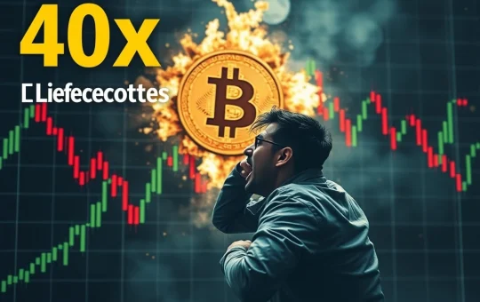 Bitcoin price crash illustrating the dangers of 40x leverage trading