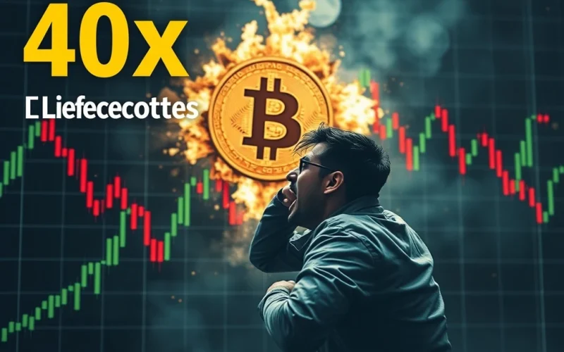 Bitcoin price crash illustrating the dangers of 40x leverage trading