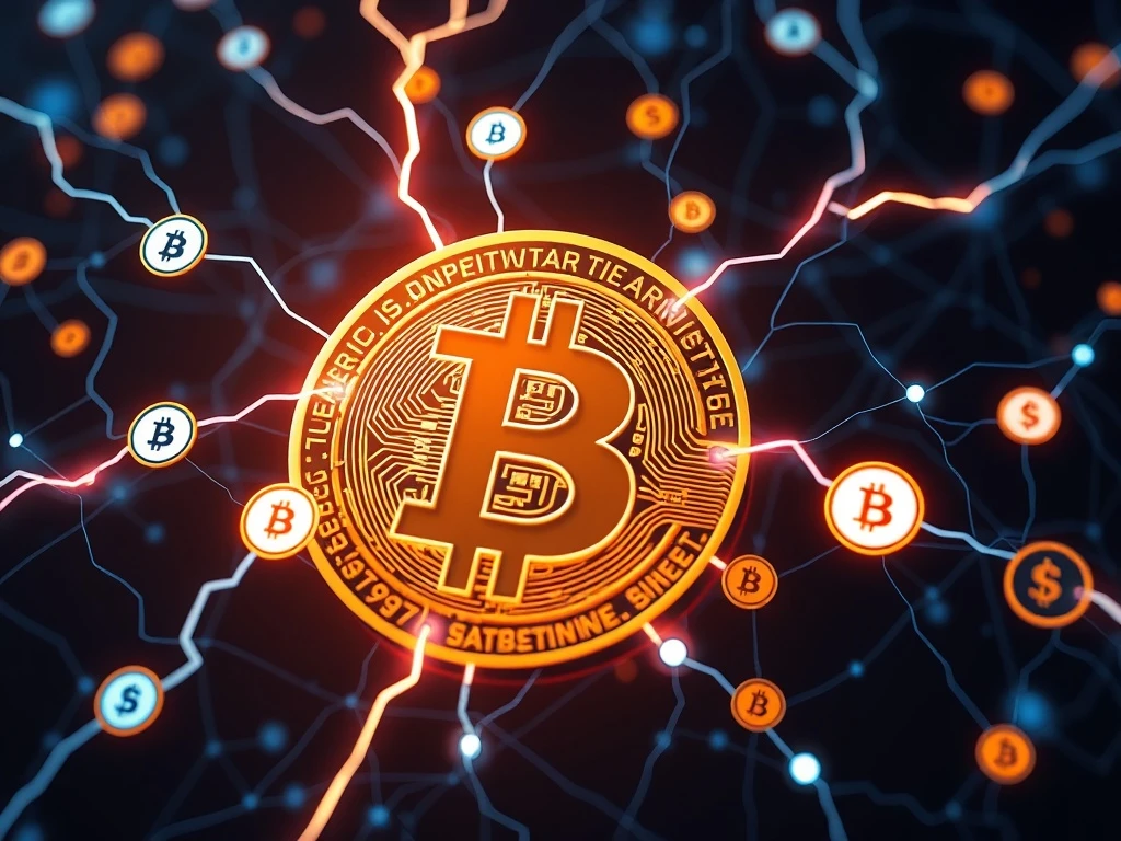 Bitcoin Lightning Network poised to revolutionize stablecoin flows, depicting fast, low-fee transactions and significant market growth.