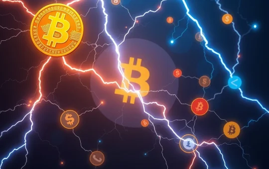 Illustration of Bitcoin Lightning Network rapidly processing stablecoin transactions, symbolizing its potential for significant growth and adoption.