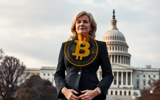 Senator Lummis advocating for a U.S. Bitcoin Reserve, symbolizing its role as an inflation hedge for national financial resilience.