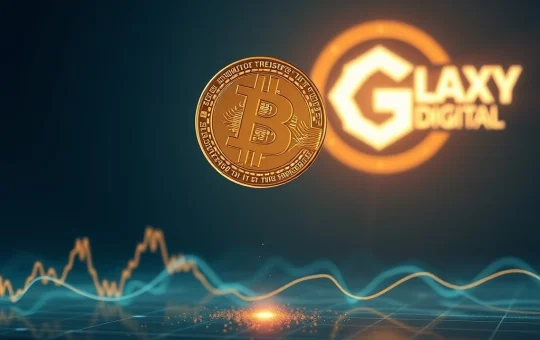 A visual representation of a significant Bitcoin dip following large Galaxy Digital BTC transfers, showing market volatility.