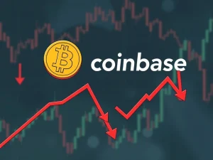 Chart showing Bitcoin and Coinbase experiencing significant weekly losses, reflecting a challenging crypto market downturn.