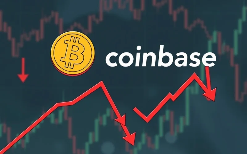 Chart showing Bitcoin and Coinbase experiencing significant weekly losses, reflecting a challenging crypto market downturn.