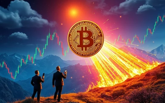 A powerful visual of Bitcoin soaring upwards, symbolizing the Bitcoin price surge, with a subtle contrast between institutional and retail investor figures.
