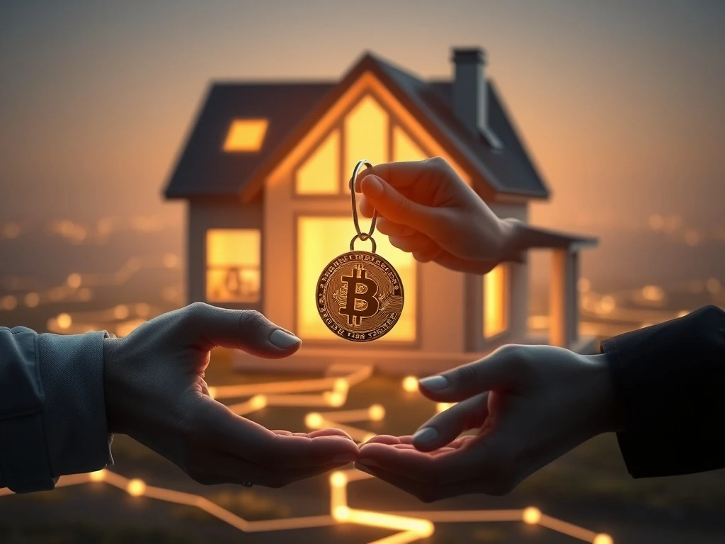 A visual representation of the new FHFA Bitcoin mortgage policy, showing Bitcoin integrating into home financing.