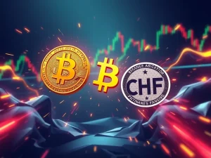 Bitcoin breaking through 99K CHF resistance with bullish momentum targeting 121K price range.