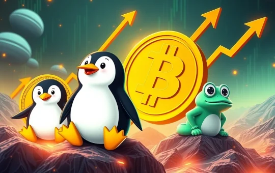 Dynamic charts showing altcoin outperformance, with SPX6900, Pudgy Penguins, and Pepe symbols surging past Bitcoin's symbol.