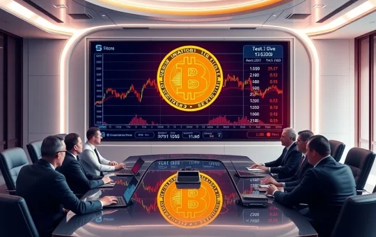Corporate executives discussing Bitcoin investment strategy in a modern boardroom