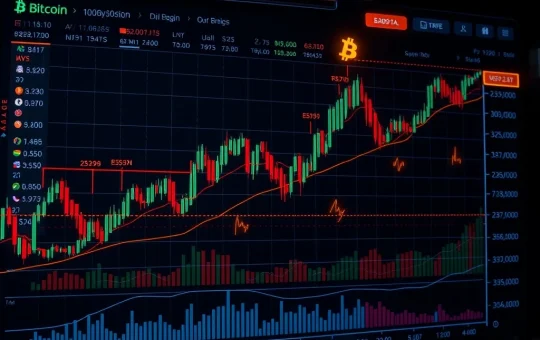 Bitcoin price chart showing bearish market sentiment with short positions dominating exchanges.