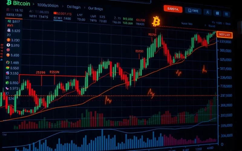 Bitcoin price chart showing bearish market sentiment with short positions dominating exchanges.