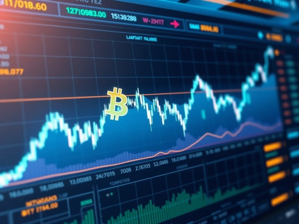 Bitcoin price chart with tightening Bollinger Bands signaling potential breakout
