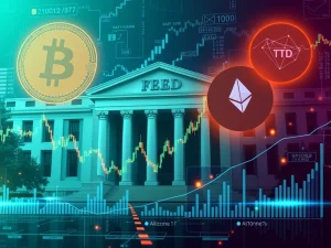 Bitcoin news today showing crypto market volatility and ETF inflows amid Fed uncertainty