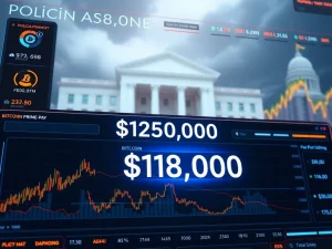 Bitcoin price chart near $120,000 with Fed policy impact analysis