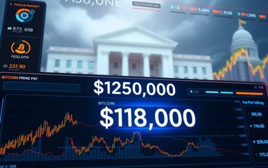 Bitcoin price chart near $120,000 with Fed policy impact analysis