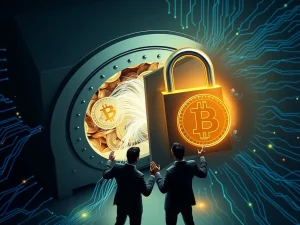 Tyler Winklevoss confronting a giant JPMorgan logo, symbolizing the dispute over data access fees impacting Bitcoin news and crypto firms.