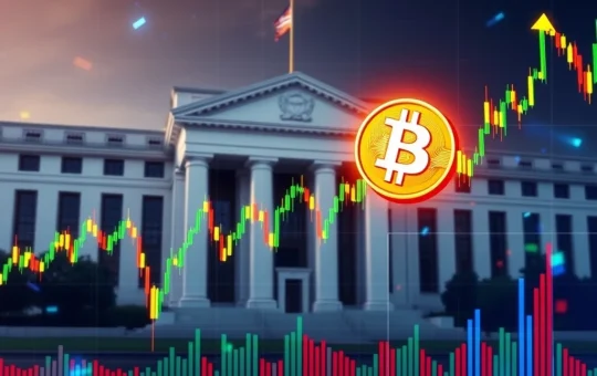 Bitcoin price consolidation amid policy uncertainty and liquidity testing on a financial chart.