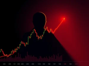 Bitcoin price chart breaking a critical trendline signaling a potential market correction