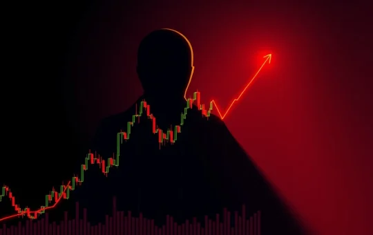 Bitcoin price chart breaking a critical trendline signaling a potential market correction