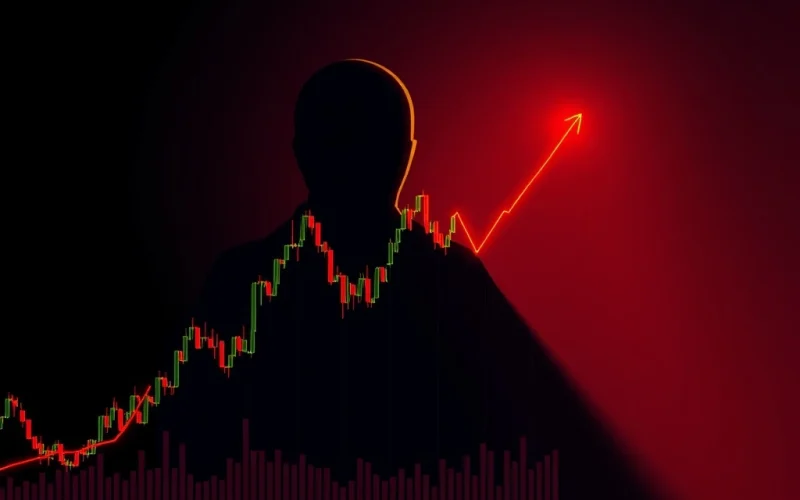 Bitcoin price chart breaking a critical trendline signaling a potential market correction
