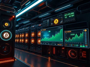 Bitcoin mining facility showcasing Riot Platforms' Q2 income surge